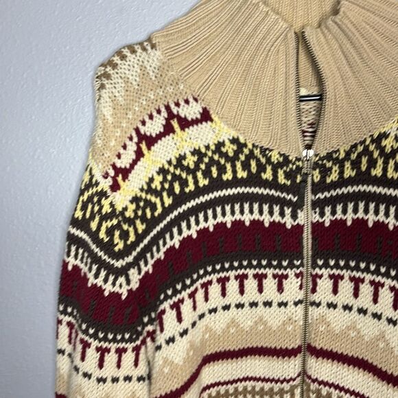 Great Northwest Knit Green Red Cream Full Zip Sweater Size 3X - Picture 7 of 9